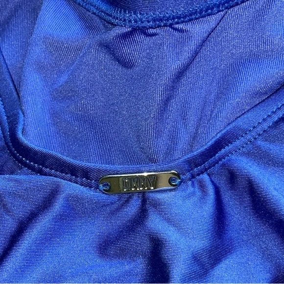 🆕 DKNY Peekaboo Twist-Detail Low-Back One-Piece Swimsuit Lapis Blue Size 8 - Picture 5 of 8